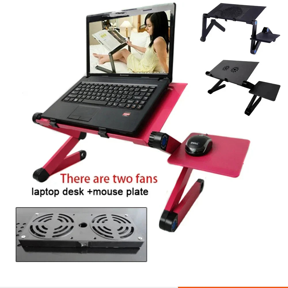 Adjustable Aluminum Laptop Lapdesk with Cooling Fan and Mouse Pad for 11–15.6-Inch Laptops