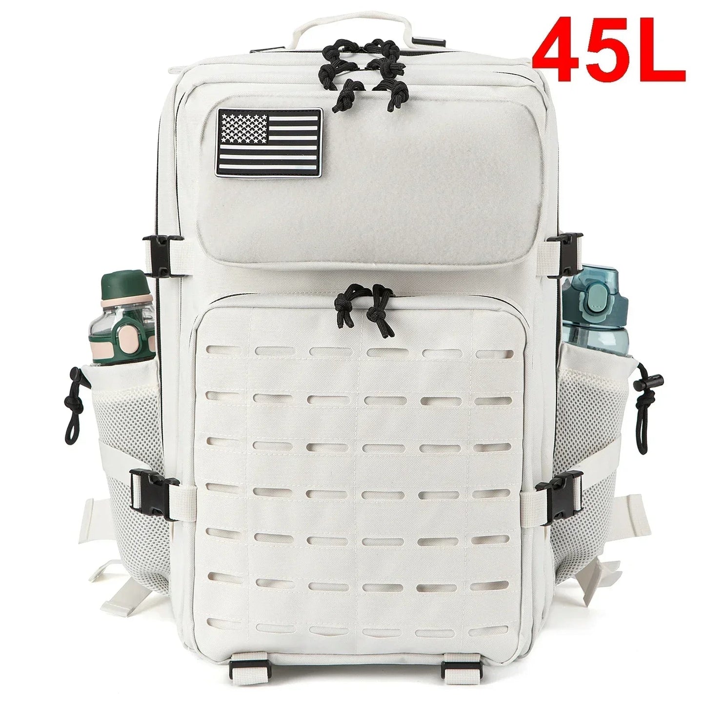 25L & 45L Tactical Backpack for Men & Women – Laser-Cut MOLLE Hiking Daypack, School & Gym Rucksack with Dual Bottle Holders