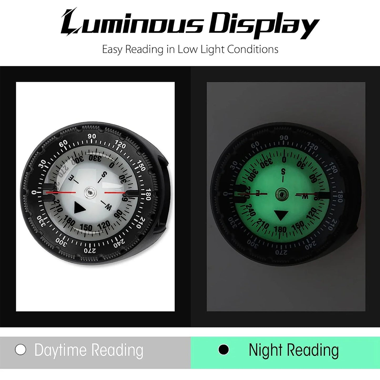 Digital Underwater Diving Compass Wristwatch 50m Waterproof Luminous Scuba Navigator