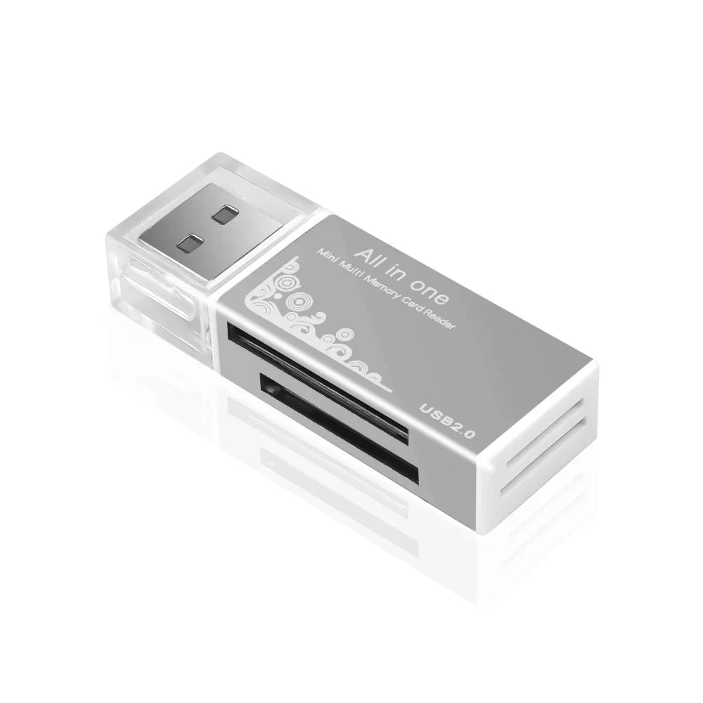 USB 2.0 4-Port Multi Card Reader – SD/TF/SDHC/MMC/MS/M2 Adapter for Laptop & Desktop