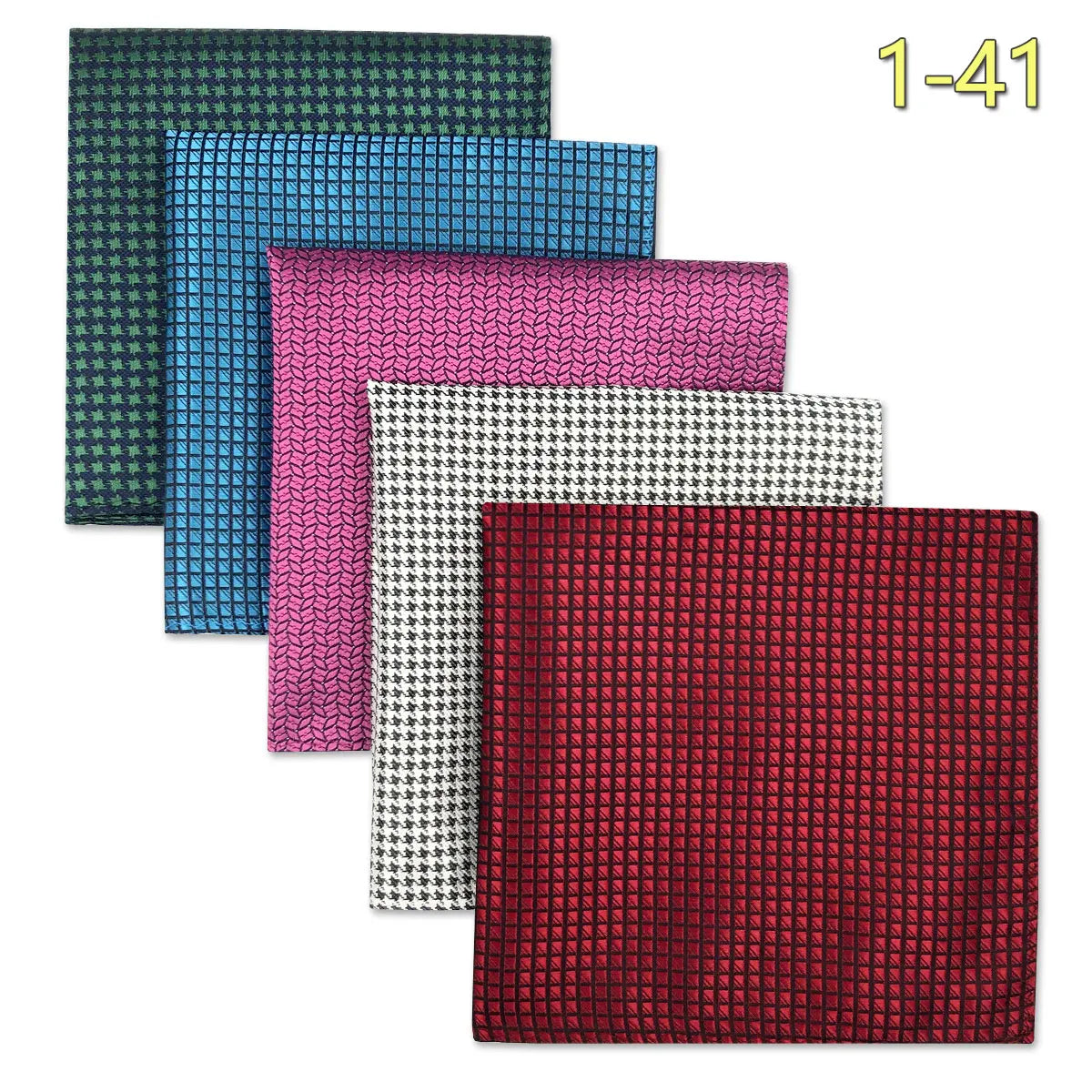 5-Pack Men's Microfiber Pocket Squares 12.6 in (32 cm) - Jacquard Woven Wedding & Formal Handkerchiefs, Assorted Patterns