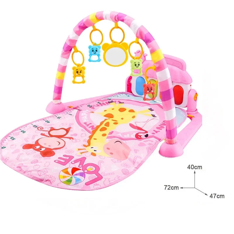 Musical Baby Activity Gym Play Mat Piano Keyboard Tummy Time Mat for 0-36 Months