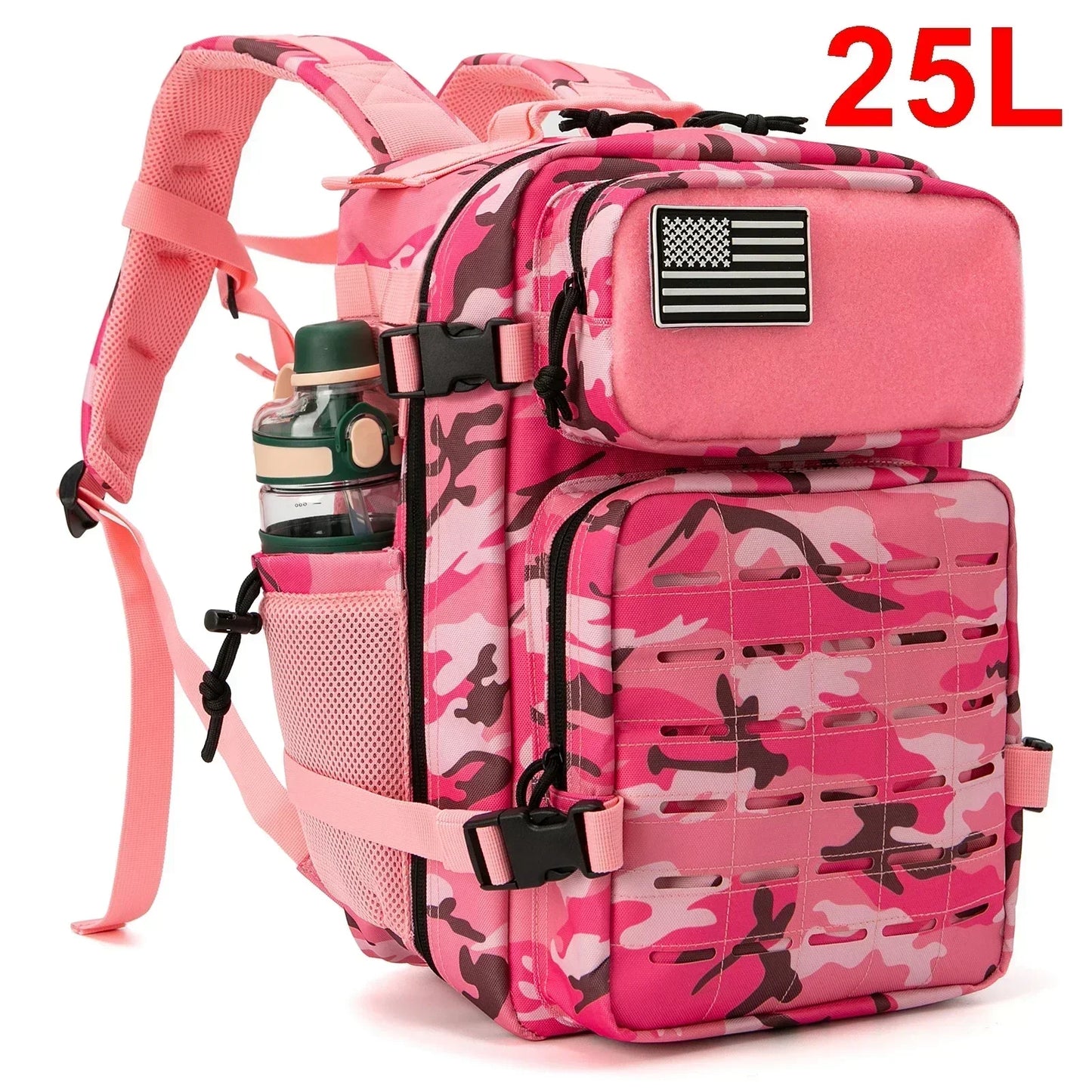 25L & 45L Tactical Backpack for Men & Women – Laser-Cut MOLLE Hiking Daypack, School & Gym Rucksack with Dual Bottle Holders