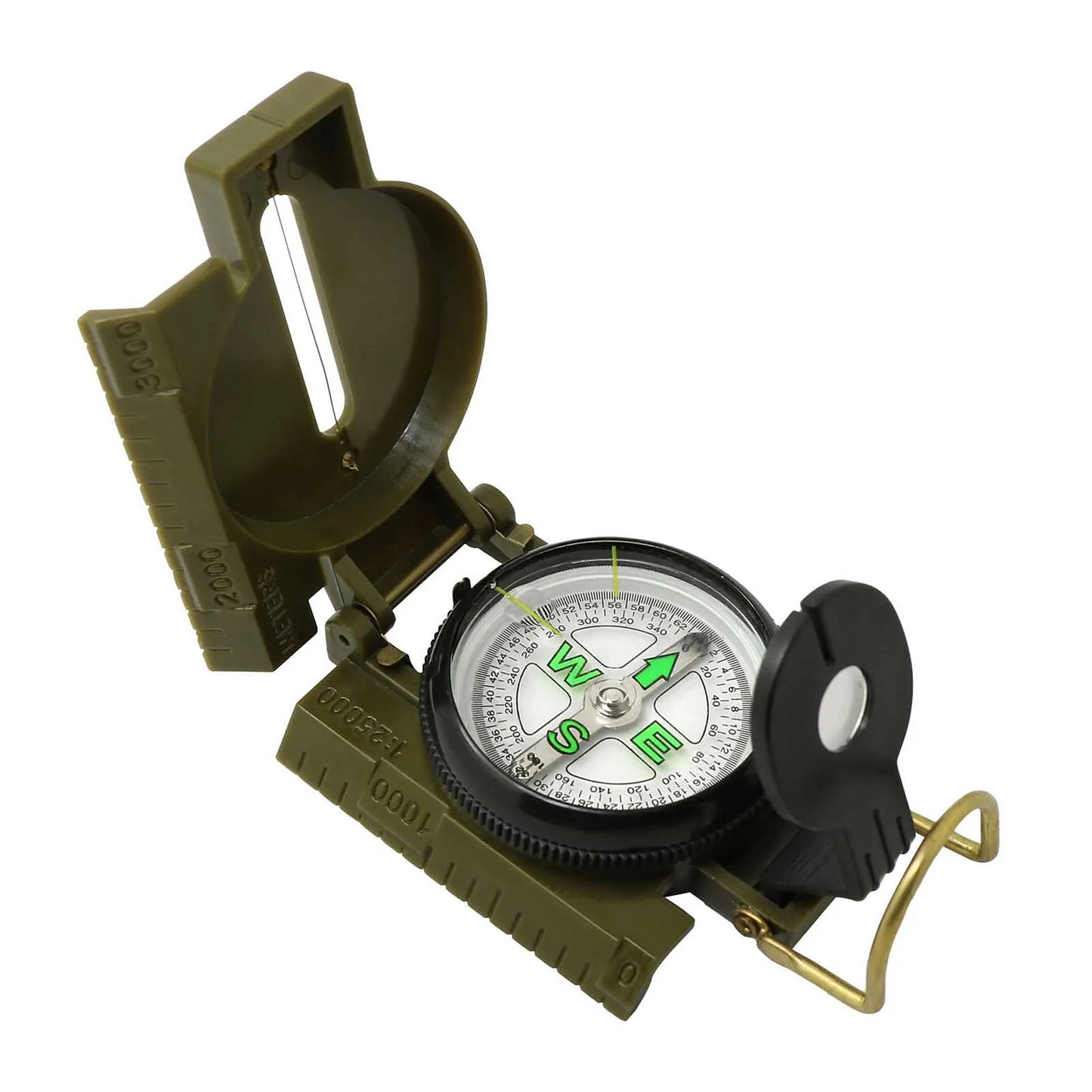 Portable Lensatic Compass – Phosphorescent Handheld Navigation Compass for Hiking, Camping & Survival