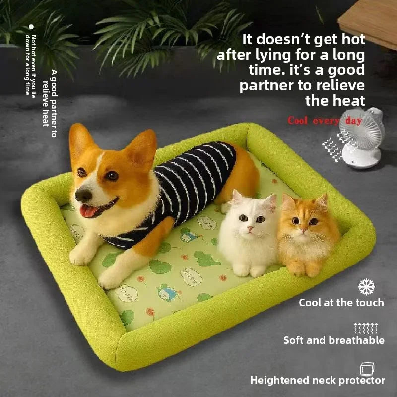 Cooling Pet Bed for Dogs & Cats Summer Cooling Mat Plush Sofa Blanket for Small Medium Large Breeds