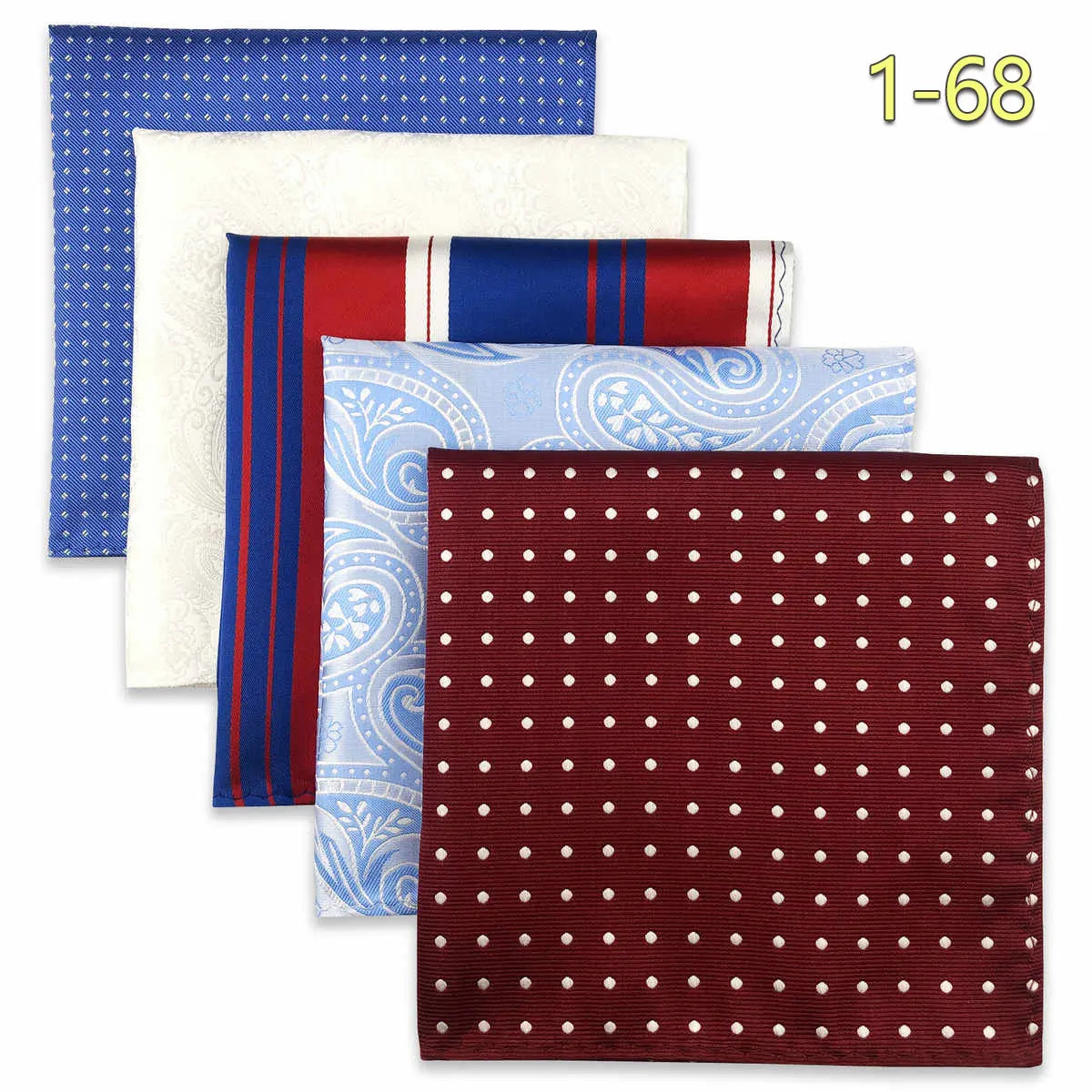 5-Pack Men's Microfiber Pocket Squares 12.6 in (32 cm) - Jacquard Woven Wedding & Formal Handkerchiefs, Assorted Patterns