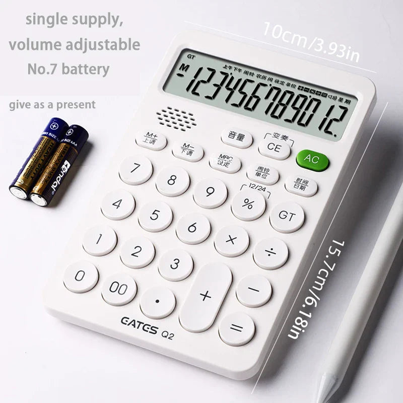 12-Digit Solar Calculator Large Key Portable Financial & Business Calculator for Students
