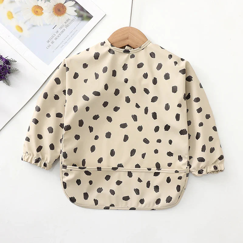 Waterproof Long Sleeve Baby Feeding Bib with Pocket — Toddler Art Smock & Burp Cloth, Unisex (1-3 Years)