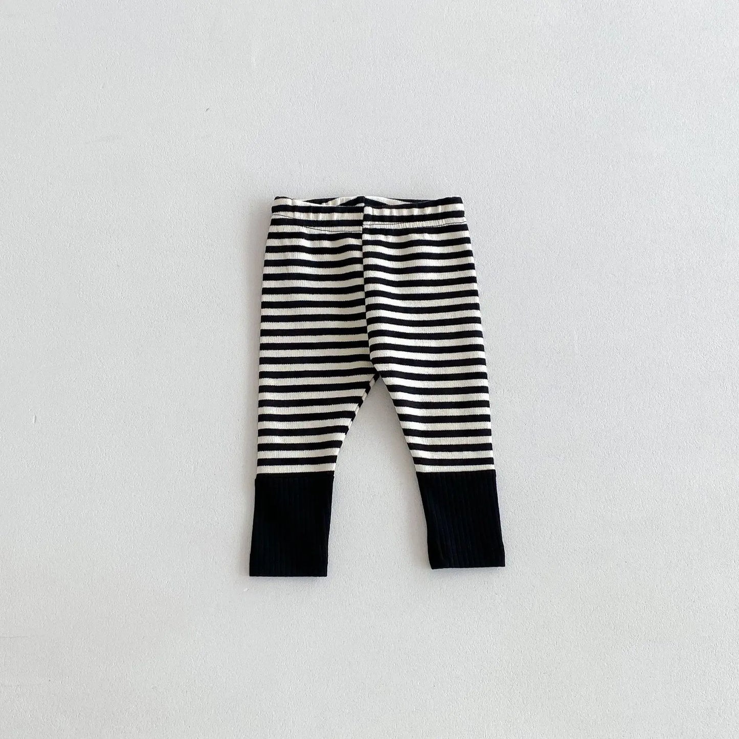Cotton Patchwork Baby Leggings – Candy Color Striped Pants for Infants 12–36 Months, Unisex Elastic Waist