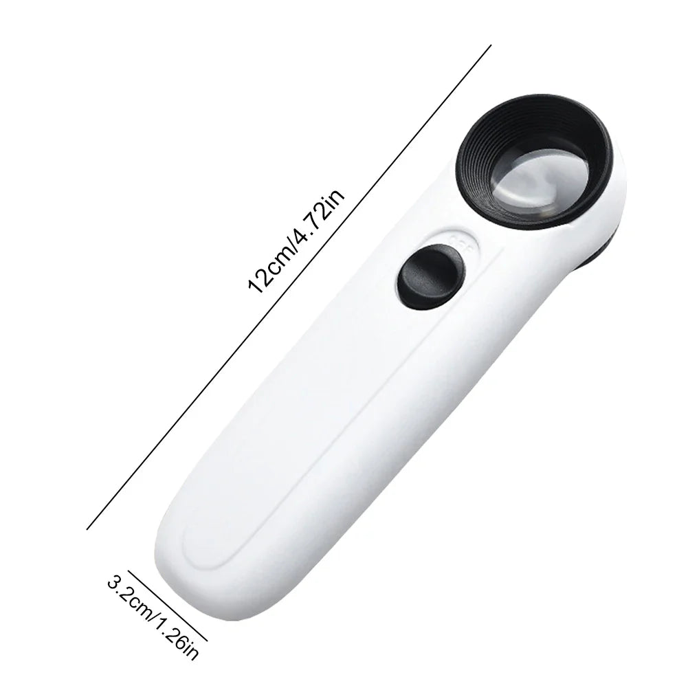 40X Illuminated Handheld Jeweler Loupe with Dual LED Lights for Jewelry, Diamond & Jade Inspection
