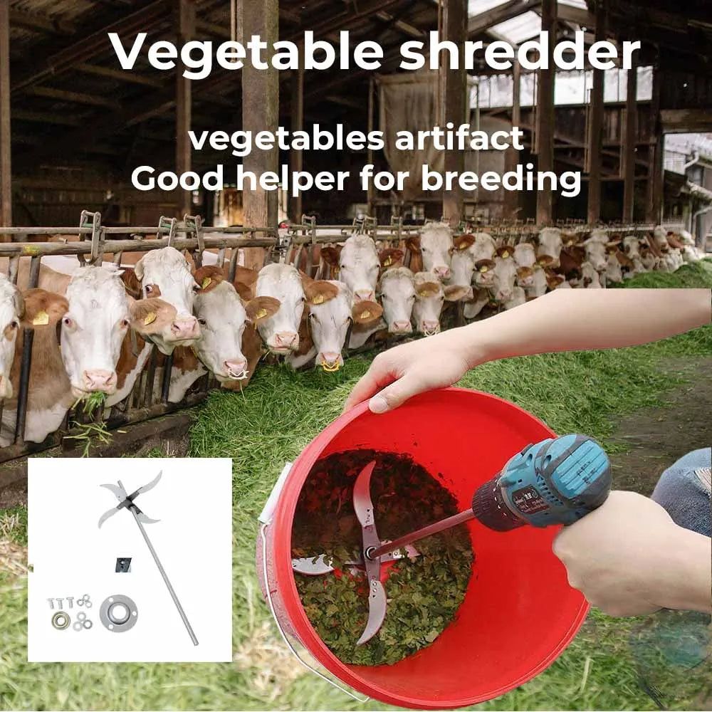 4 & 6-Blade Drill-Mounted Fruit & Vegetable Crusher Attachment for Grass and Poultry Feed