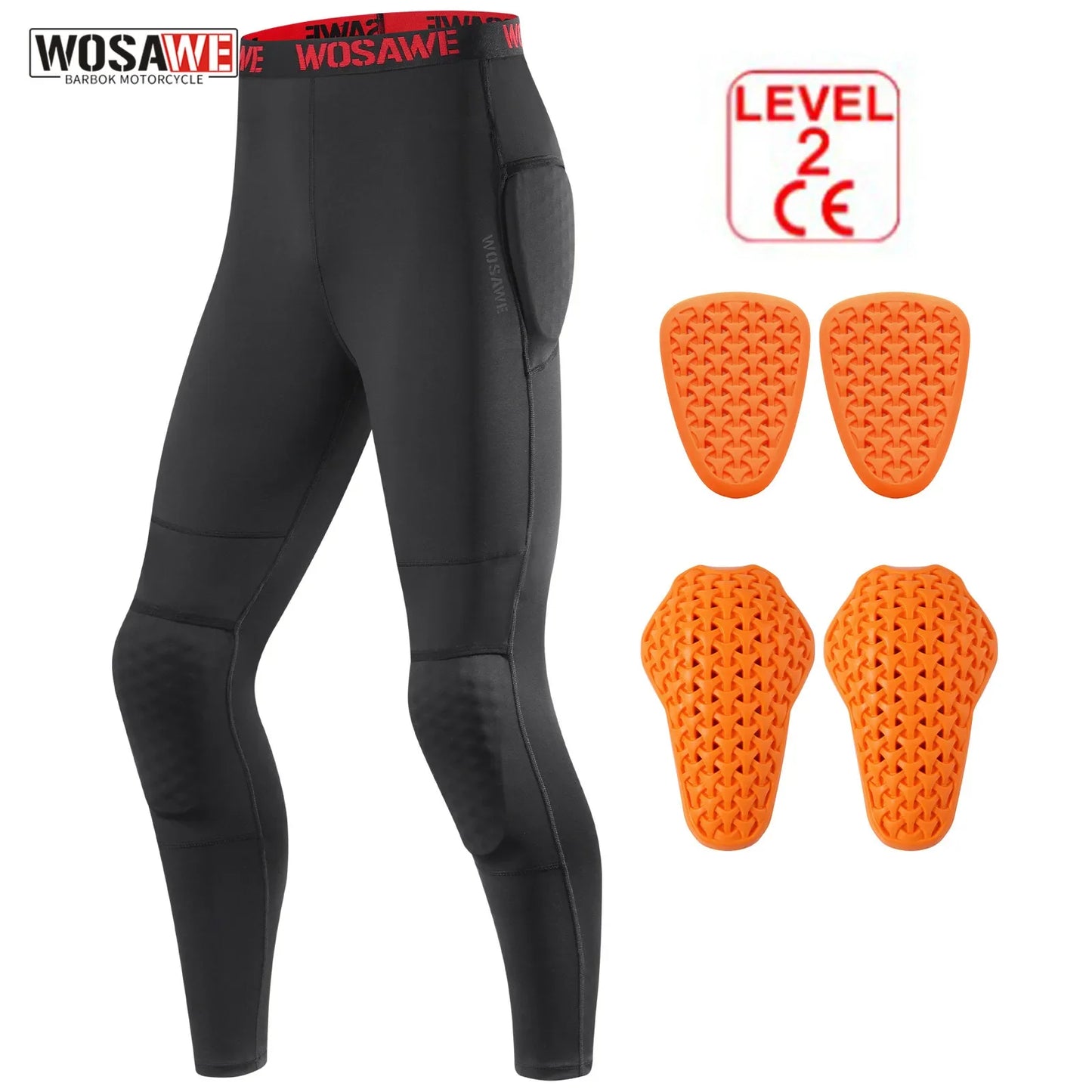 Men's CE-Certified Motorcycle Pants with Detachable Knee & Hip Pads – Breathable Motocross Off-Road Cycling Pants, Black