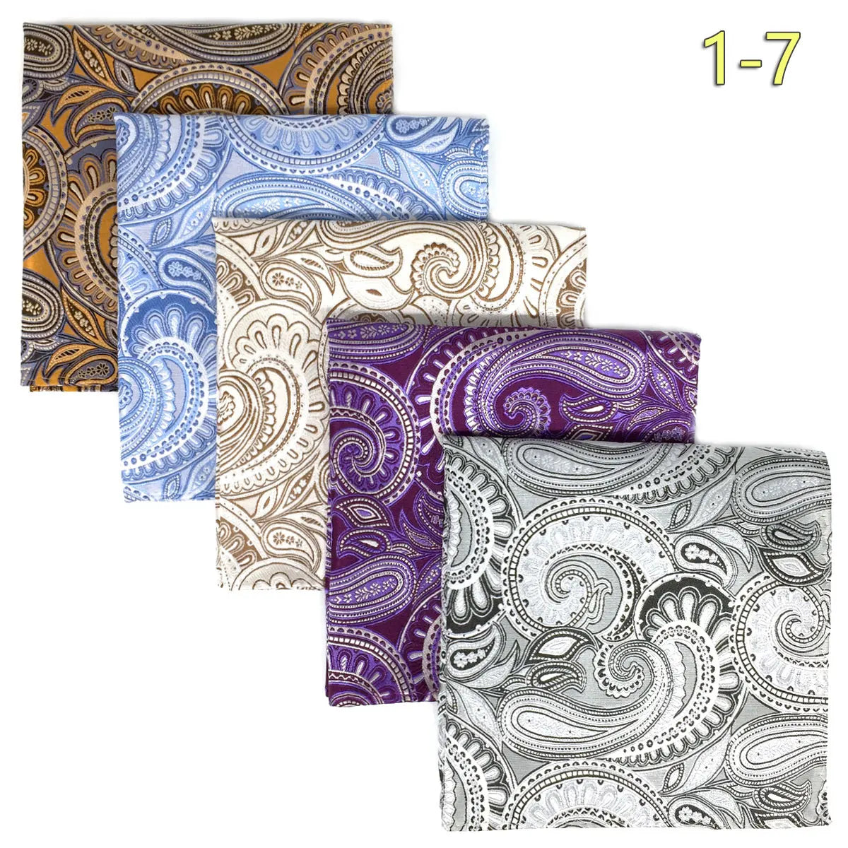 5-Pack Men's Microfiber Pocket Squares 12.6 in (32 cm) - Jacquard Woven Wedding & Formal Handkerchiefs, Assorted Patterns