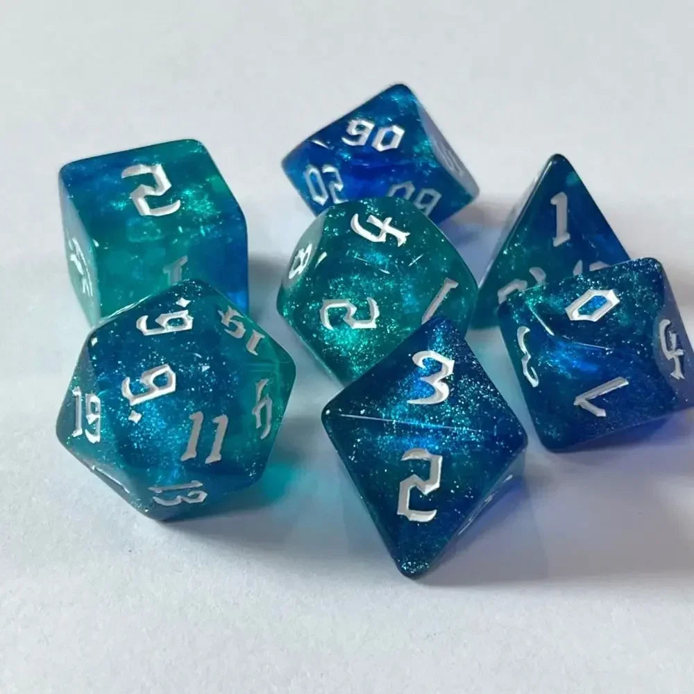 7-Piece Acrylic Polyhedral Dice Set for DnD & Tabletop RPG — d4 d6 d8 d10 d10 d12 d20