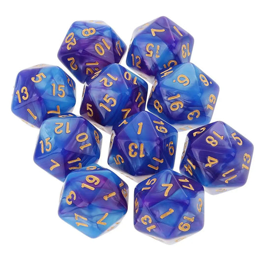 10-Pack Double-Color D20 Polyhedral Dice Set 20-Sided RPG Tabletop Gaming Dice 16 mm (0.63 in)