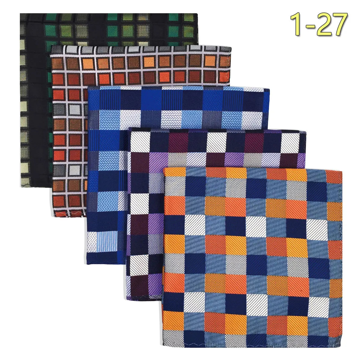 5-Pack Men's Microfiber Pocket Squares 12.6 in (32 cm) - Jacquard Woven Wedding & Formal Handkerchiefs, Assorted Patterns