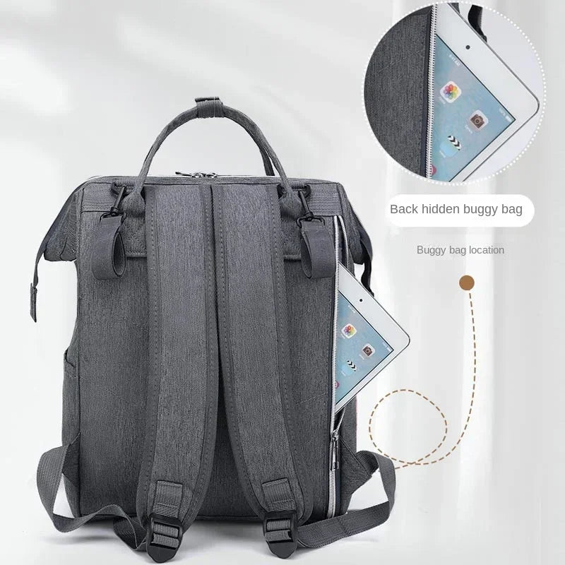 Large Diaper Backpack 36-55L - Stroller Hanging Nappy Bag with Changing Mat, Multi-Pocket Baby Nursing Bag