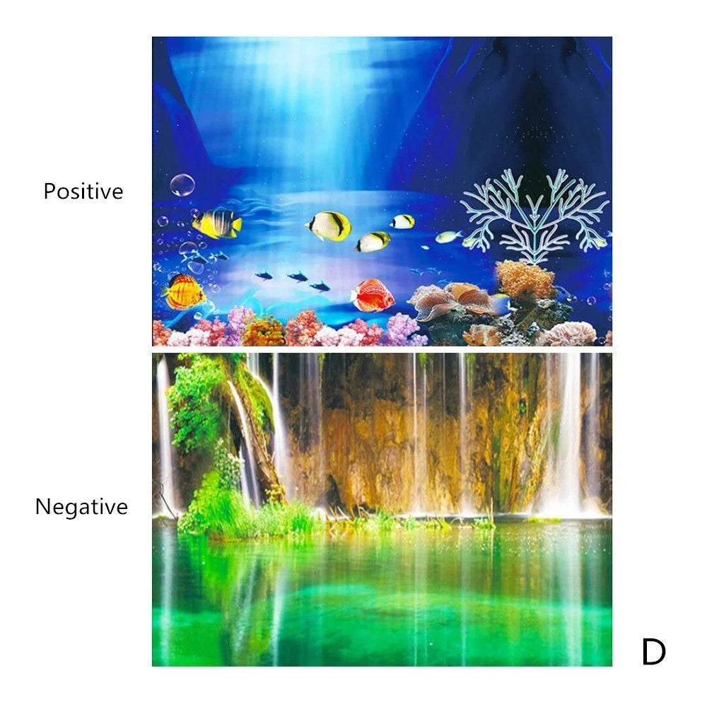 3D Double-Sided Waterproof Aquarium Background Sticker - Fish Tank Ocean Plant Aquascape Poster