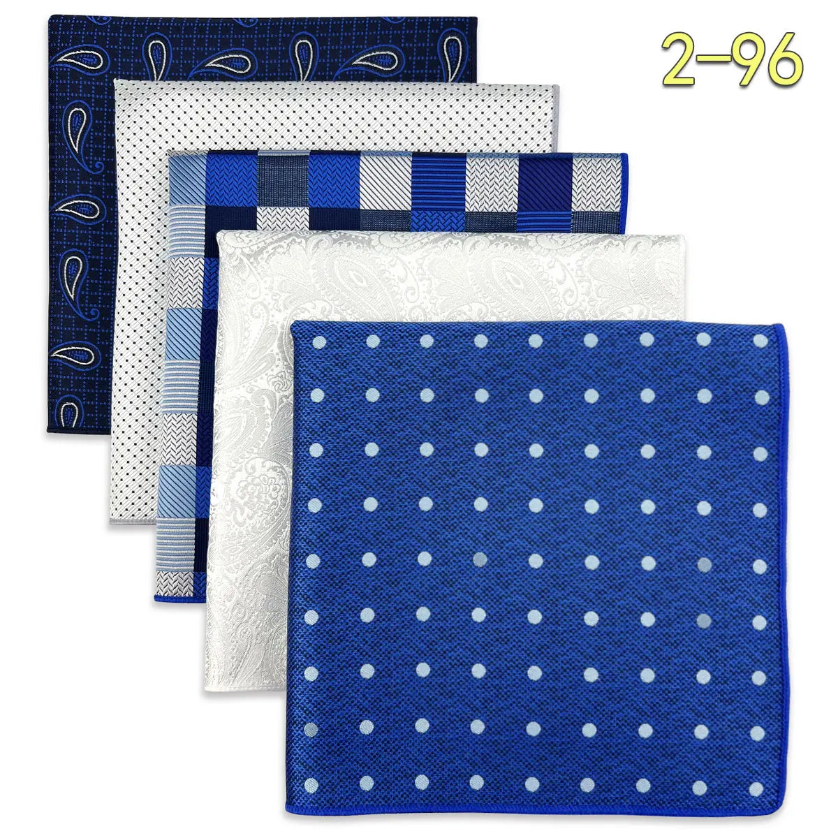 5-Pack Men's Microfiber Pocket Squares 12.6 in (32 cm) - Jacquard Woven Wedding & Formal Handkerchiefs, Assorted Patterns