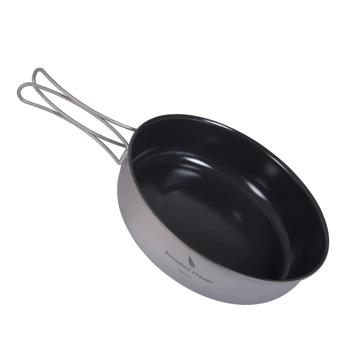 Titanium Non-Stick Frying Pan with Ceramic Coating and Folding Handle — Ultralight Camping & Picnic Skillet (5.9 in / 150 mm, 7.2 in / 182 mm)