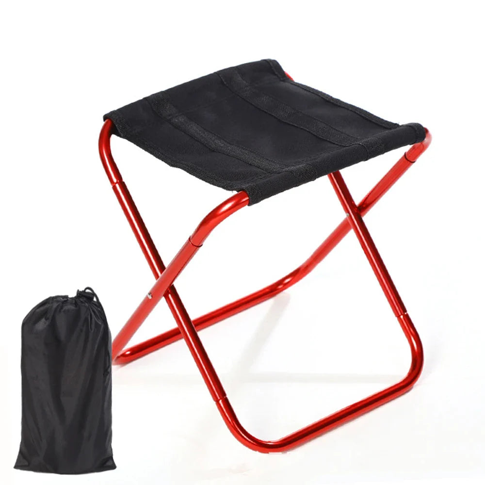 Portable Aluminum Folding Camping Stool - Ultralight Mini Fishing Chair with Storage