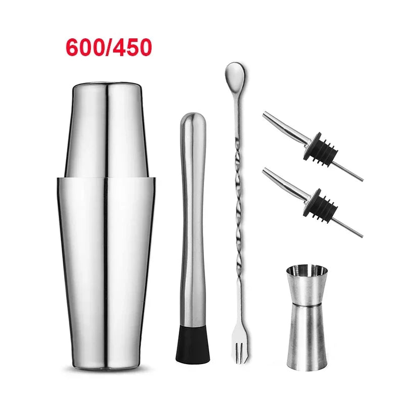 Stainless Steel Boston Cocktail Shaker Set – 550 ml (18.6 oz) & 750 ml (25.4 oz) Martini Mixer for Bartenders and Home Bar