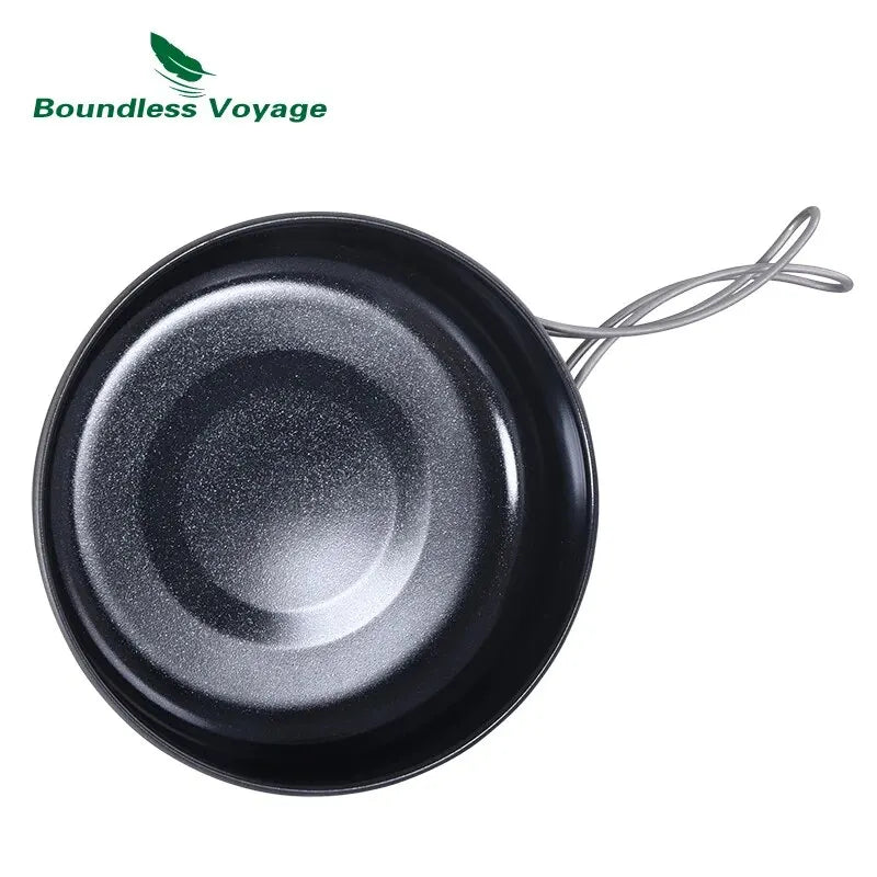 Titanium Non-Stick Frying Pan with Ceramic Coating and Folding Handle — Ultralight Camping & Picnic Skillet (5.9 in / 150 mm, 7.2 in / 182 mm)