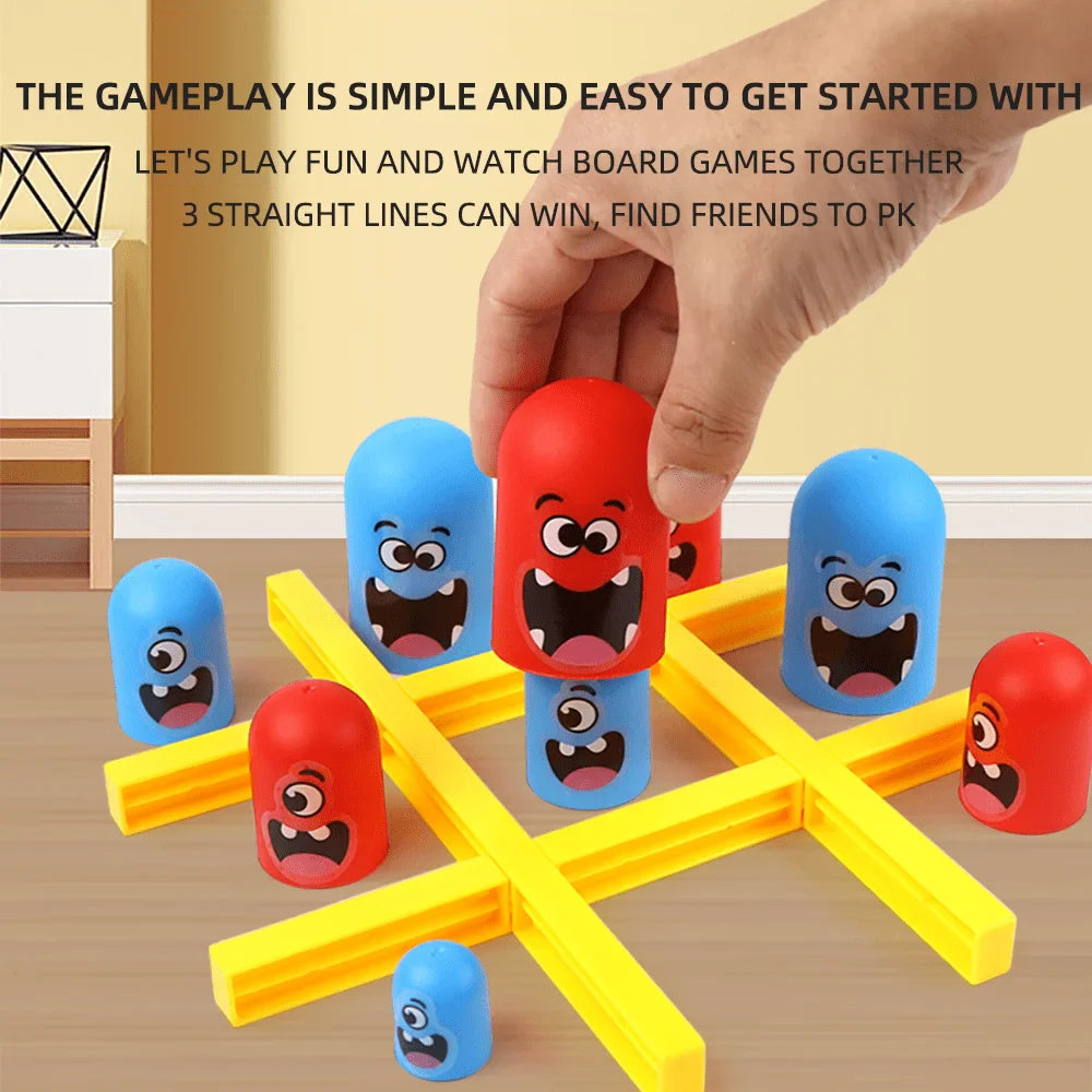 Tabletop Tic Tac Toe & Big-Eats-Small Strategy Game Interactive Multiplayer Party Game for Kids and Adults