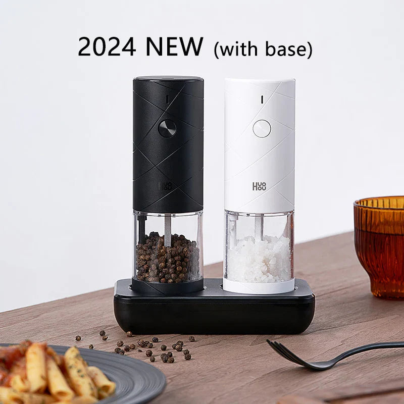 Electric Salt and Pepper Grinder Set 2-Pack LED Light 6-Mode Spice Mill for Kitchen