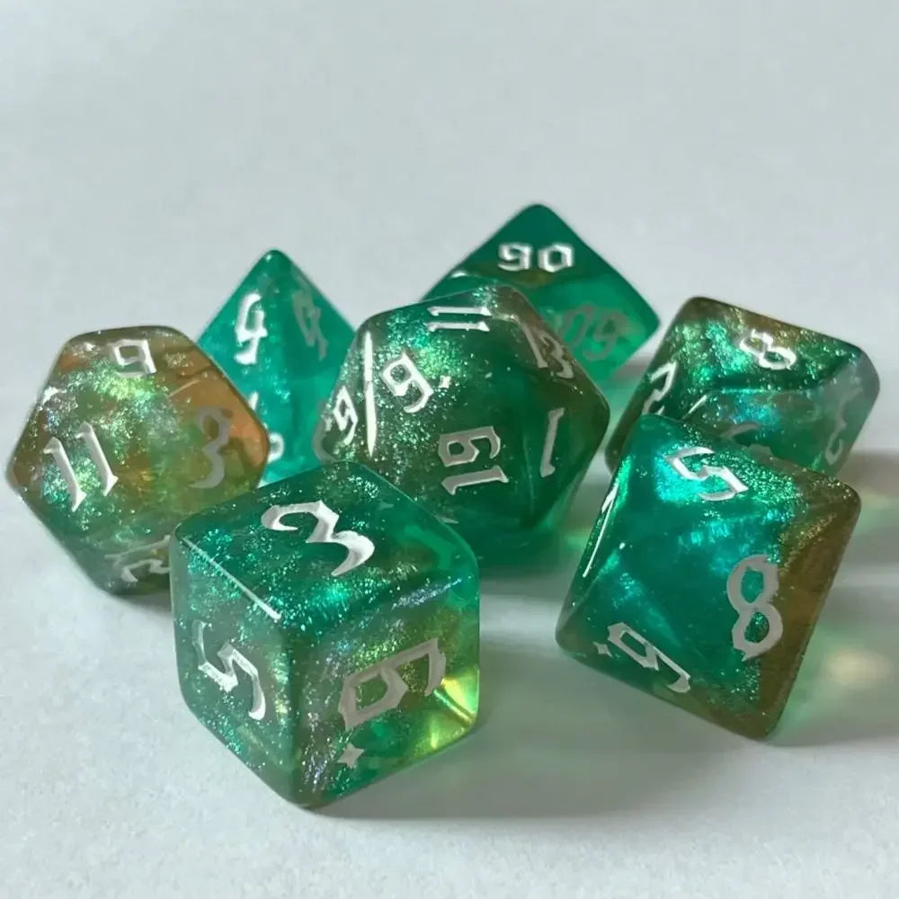 7-Piece Acrylic Polyhedral Dice Set for DnD & Tabletop RPG — d4 d6 d8 d10 d10 d12 d20