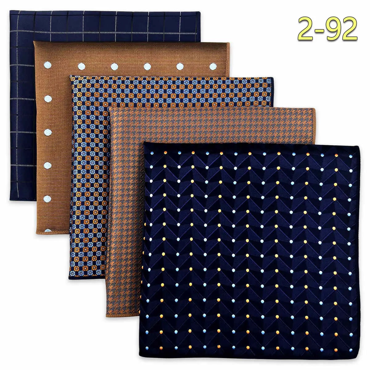 5-Pack Men's Microfiber Pocket Squares 12.6 in (32 cm) - Jacquard Woven Wedding & Formal Handkerchiefs, Assorted Patterns