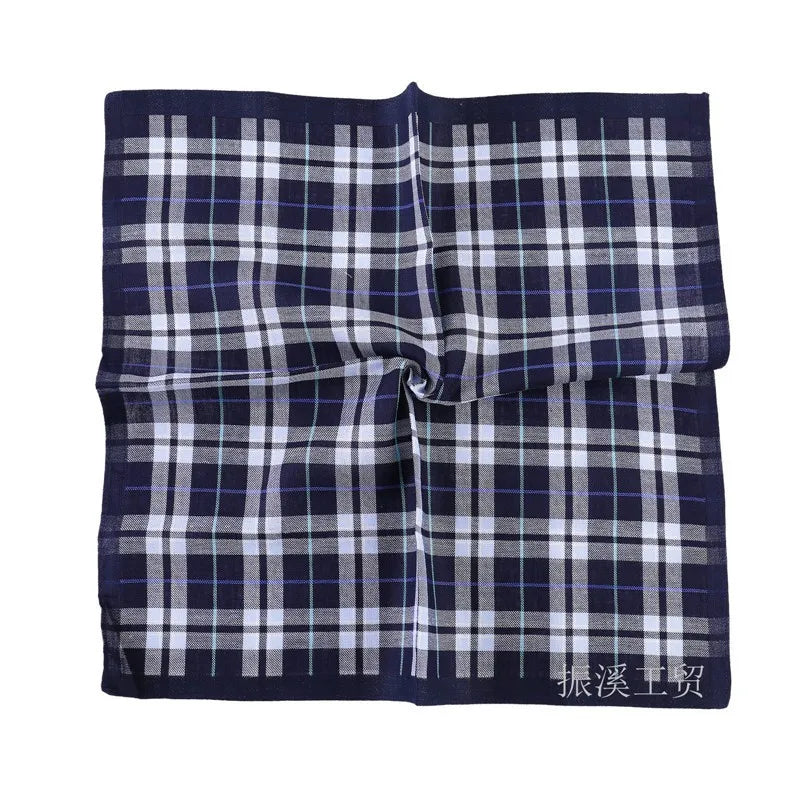 3-Pack 43 x 43 cm (17 x 17 in) 100% Cotton Men's Pocket Handkerchiefs Black Gray Striped and Check Patterns – Wedding Party Business
