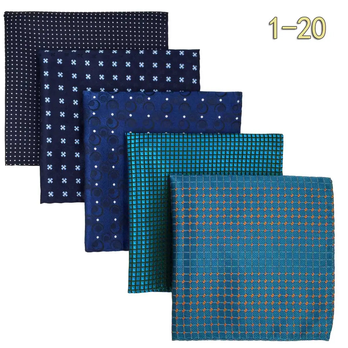 5-Pack Men's Microfiber Pocket Squares 12.6 in (32 cm) - Jacquard Woven Wedding & Formal Handkerchiefs, Assorted Patterns