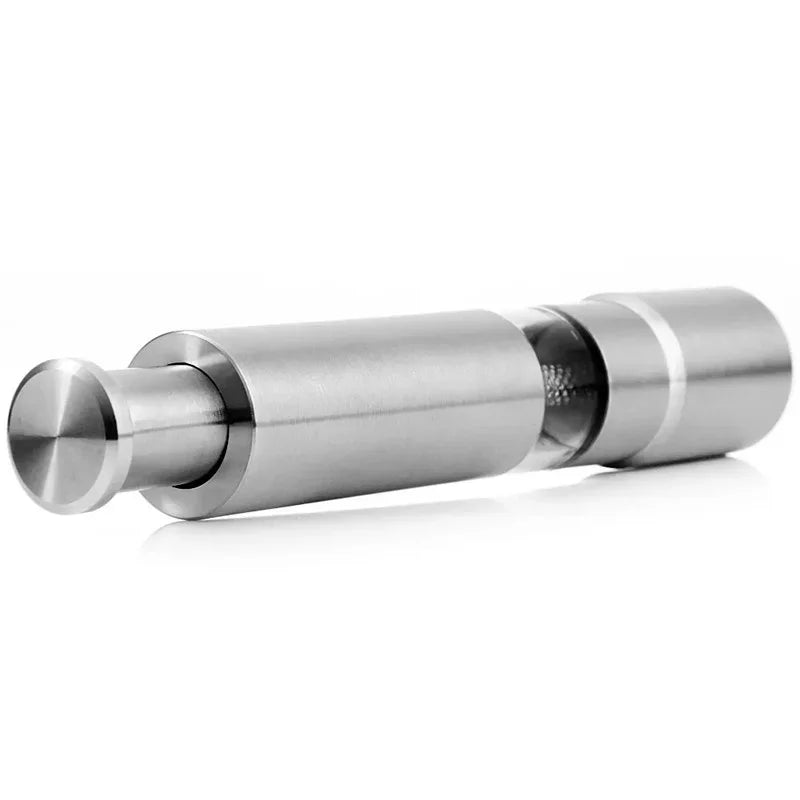Stainless Steel Thumb-Push Spice Grinder | Manual Pepper & Salt Mill with Ceramic Burr