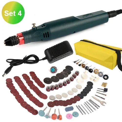 12V 24W Mini Electric Rotary Tool 2000-18000 RPM Handheld Drill Grinder with Precision Chuck