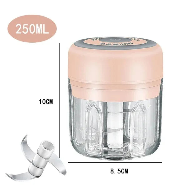 Electric Garlic Chopper & Meat Mincer 100ml/250ml Garlic Press Crusher for Vegetables and Onions