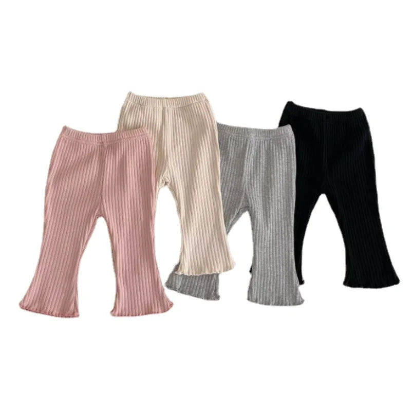 Baby Cotton Stretch Trousers – Slim Full-Length Elastic-Waist Pants, Solid Color Infant & Toddler 1-3 Years