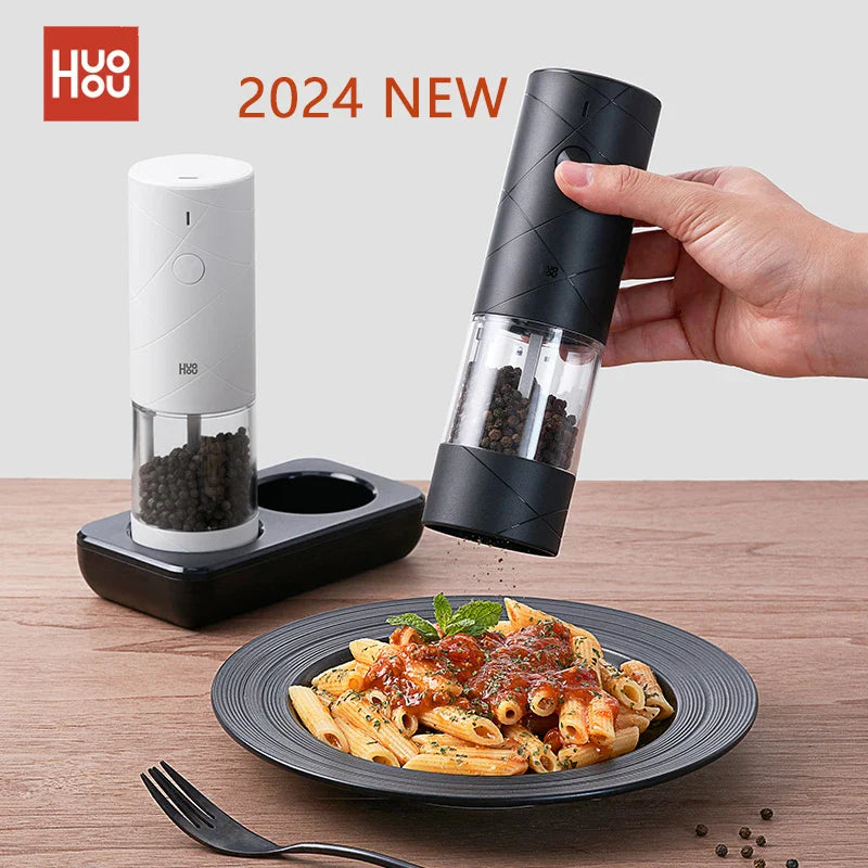 Electric Salt and Pepper Grinder Set 2-Pack LED Light 6-Mode Spice Mill for Kitchen