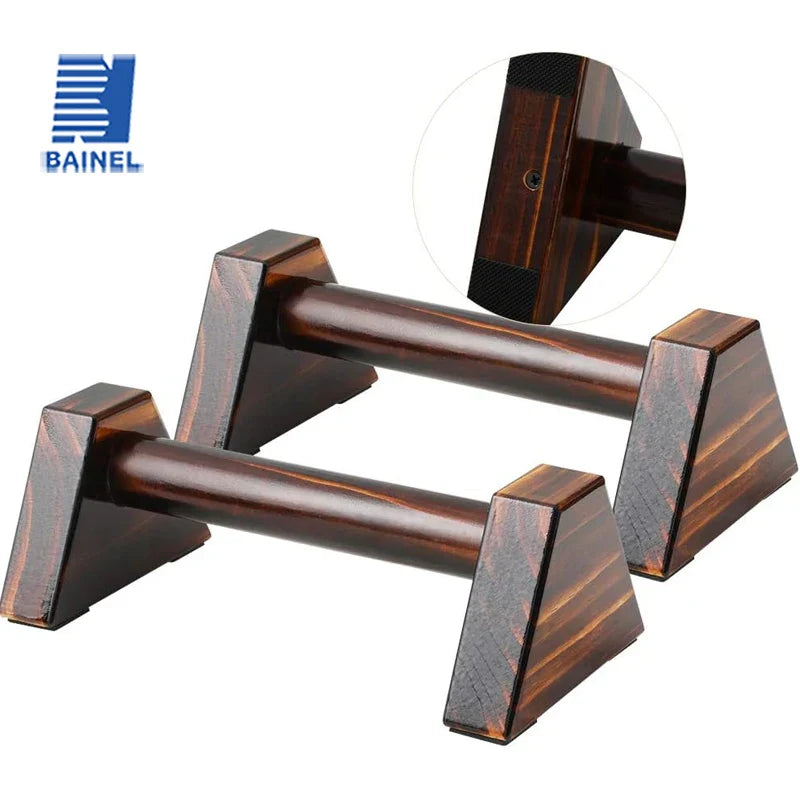 Wooden Push Up Stands Pair with Anti-Slip Base — 25 cm / 50 cm (9.8 in / 19.7 in) Home Strength Training