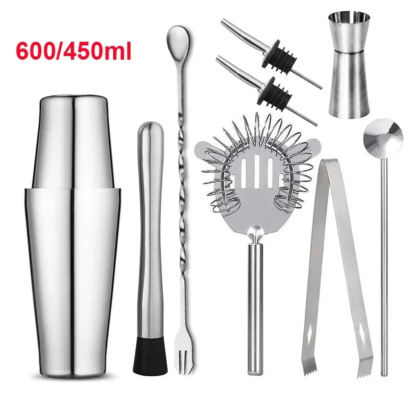 Stainless Steel Boston Cocktail Shaker Set – 550 ml (18.6 oz) & 750 ml (25.4 oz) Martini Mixer for Bartenders and Home Bar
