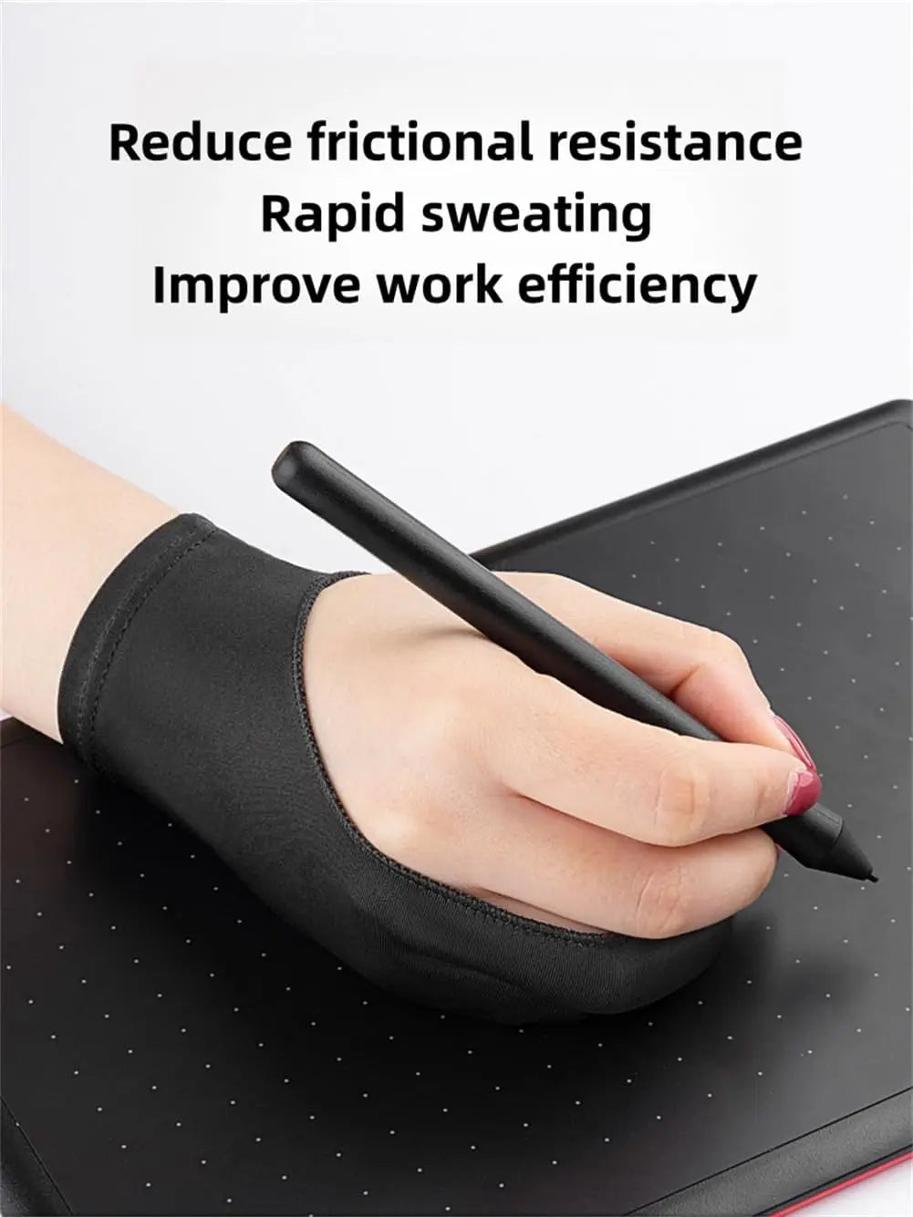Two-Finger Artist Drawing Glove for Tablet & iPad – Touchscreen Anti-Fouling Ambidextrous Glove, Black