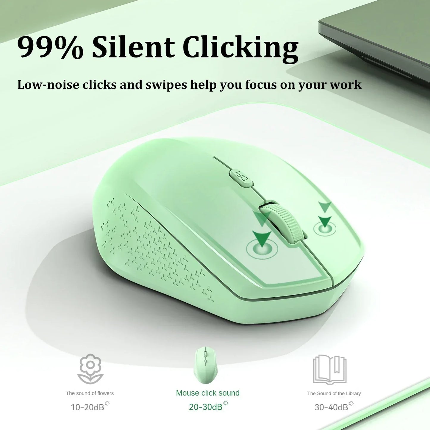 Bluetooth 5.2 + 2.4G Dual-Mode Wireless Mouse Rechargeable Silent 1600 DPI for Laptop Windows Mac Android