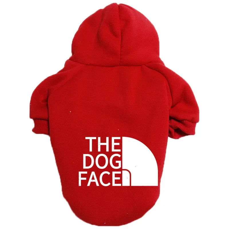 Large Dog Hoodie Autumn Winter Dog Face Text Pattern Jacket for French Bulldog, Labrador