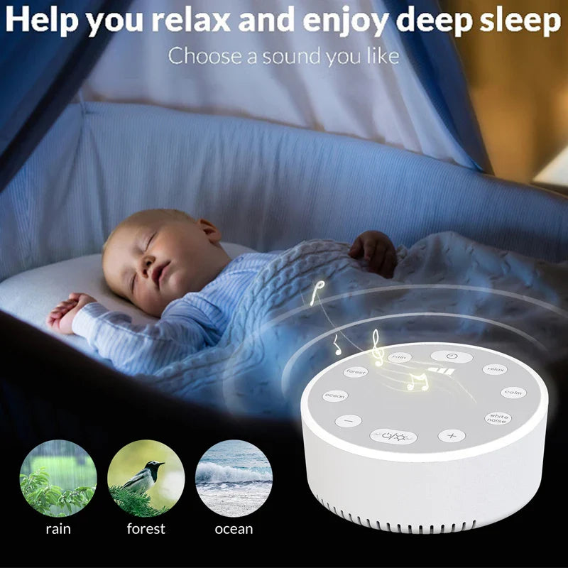 Portable White Noise Machine for Baby & Adult — Sleep Sound Machine with Night Light and Soothing Sounds