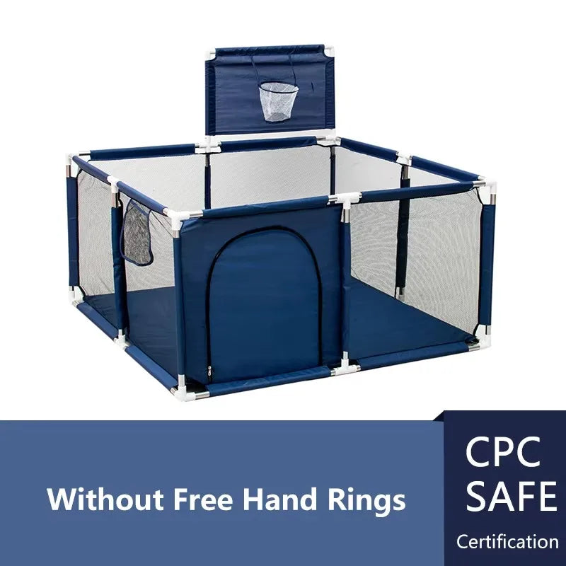Baby Playpen Indoor Playard with Pull Rings – Ball Pit Compatible Activity Fence & Child Safety Barrier