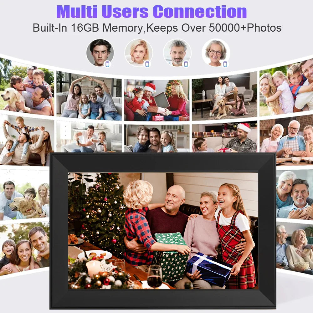 10.1-inch (25.6 cm) Digital Photo Frame 16GB WiFi Touchscreen 1280x800 IPS Auto-Rotate Photo Sharing - Ideal Gift