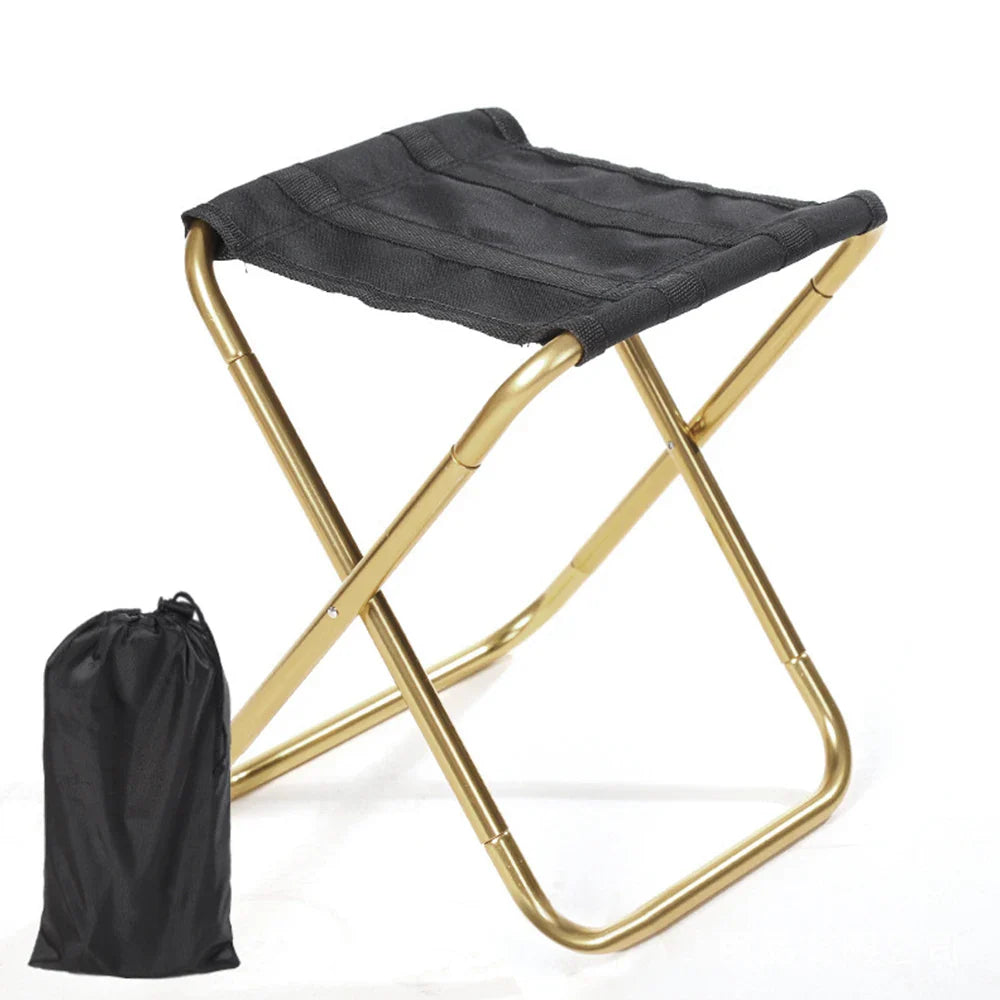 Portable Aluminum Folding Camping Stool - Ultralight Mini Fishing Chair with Storage