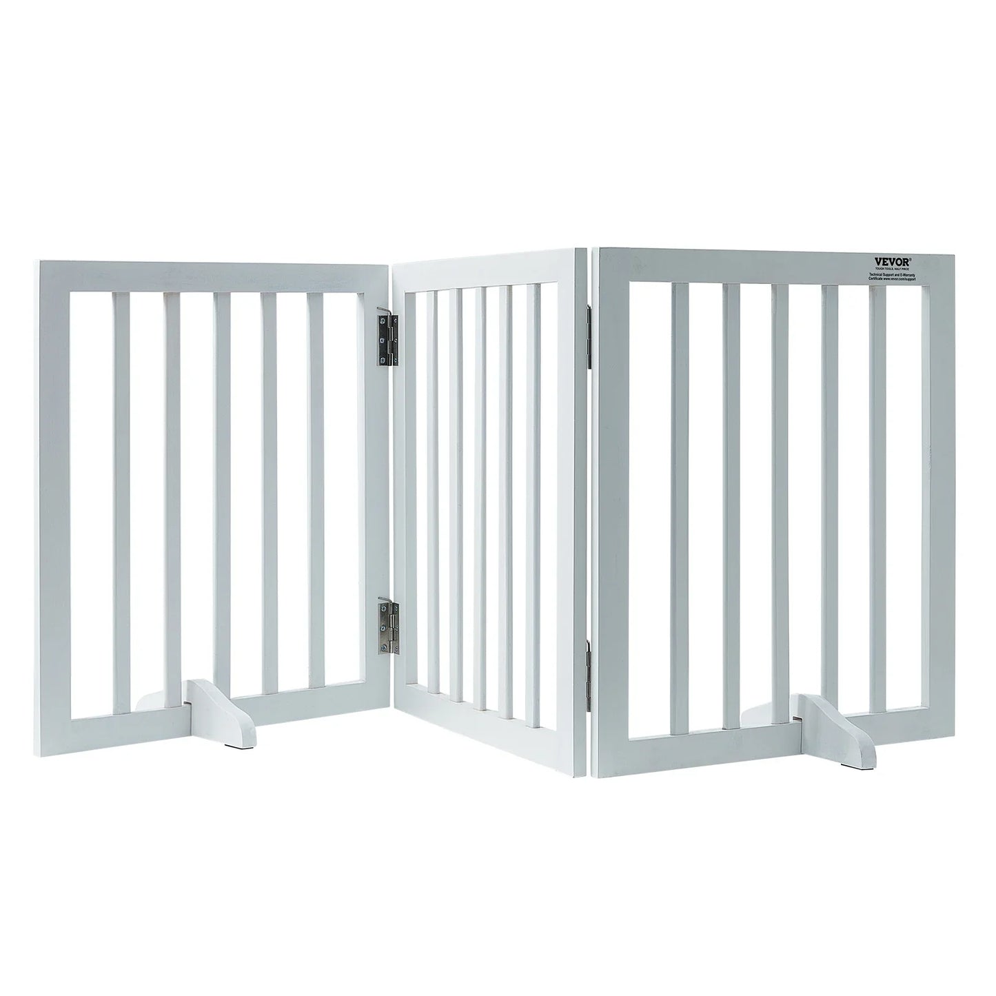 Freestanding Wood Pet Gate — Foldable 3-Panel Expandable Dog Barrier, 60 in (153 cm)
