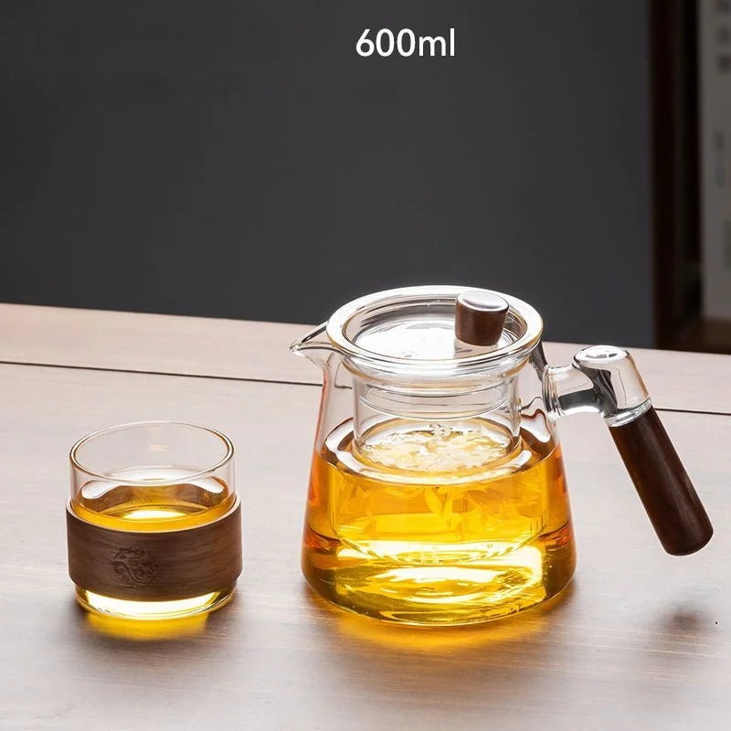 600ml (20.3oz) Borosilicate Glass Teapot with 120ml (4.1oz) Teacups - Clear Loose Leaf & Flower Tea Set