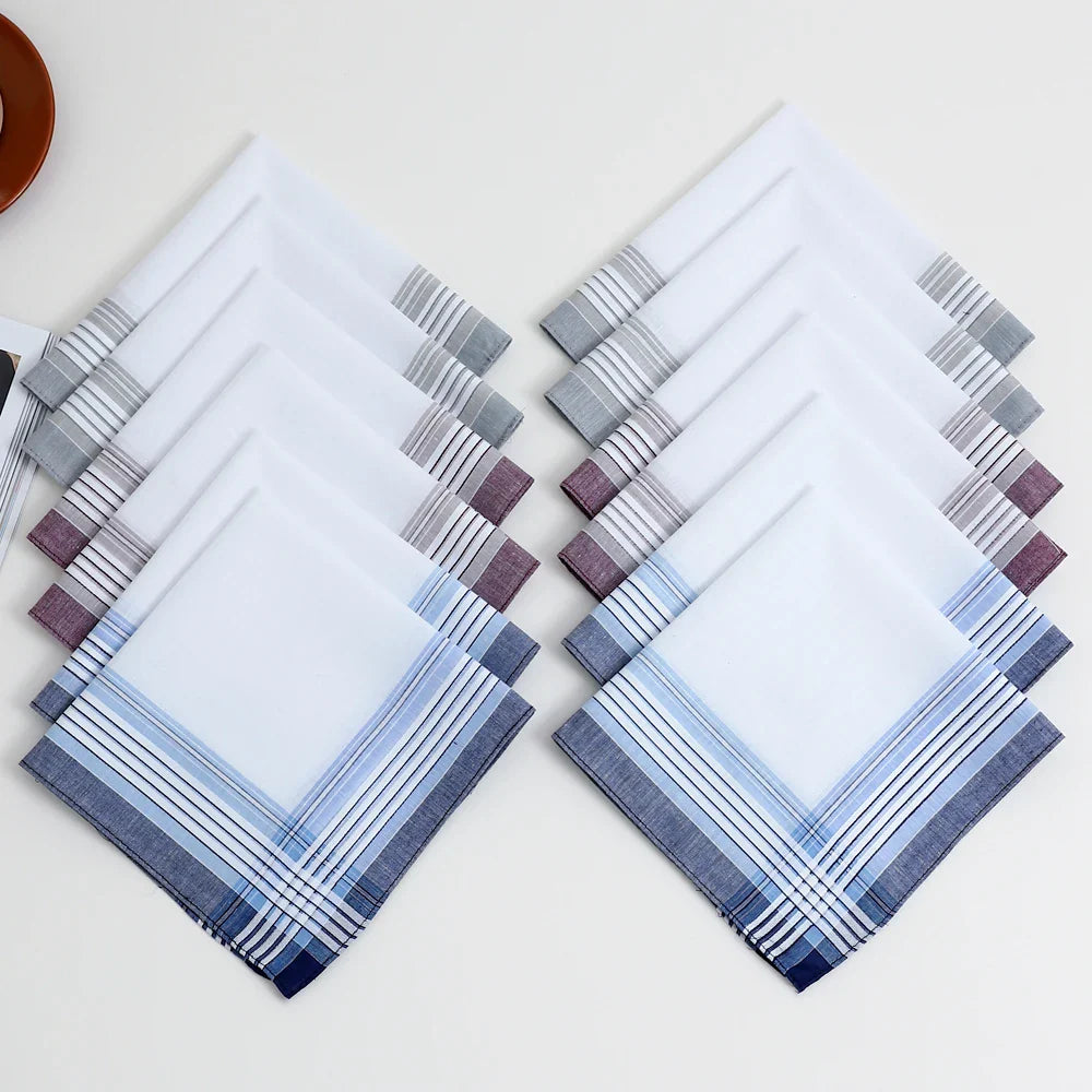 12-Pack Men's Pure Cotton Pocket Handkerchiefs, 17 in (43 cm) Square, Soft Sweat-Wiping Groom Gift